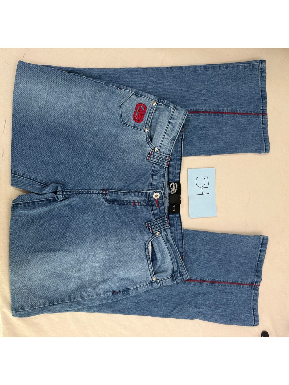 Ecko Red Woman's Blue Denim Jeans with Red Stitching Size 15